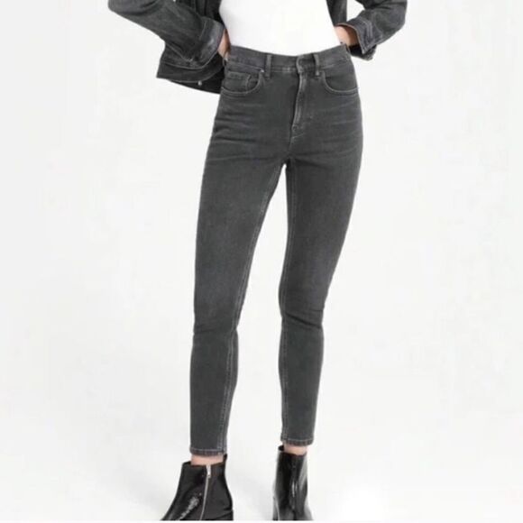 Everlane High Rise Skinny Ankle Jean Washed Out Black - Picture 2 of 12